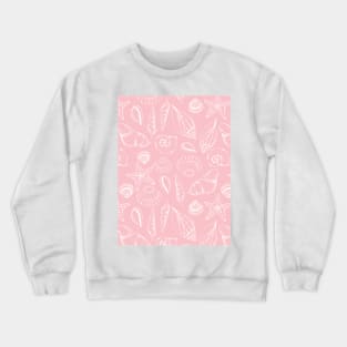 Pink White Hand Drawn Seashell pattern | Light Elegant Crewneck Sweatshirt